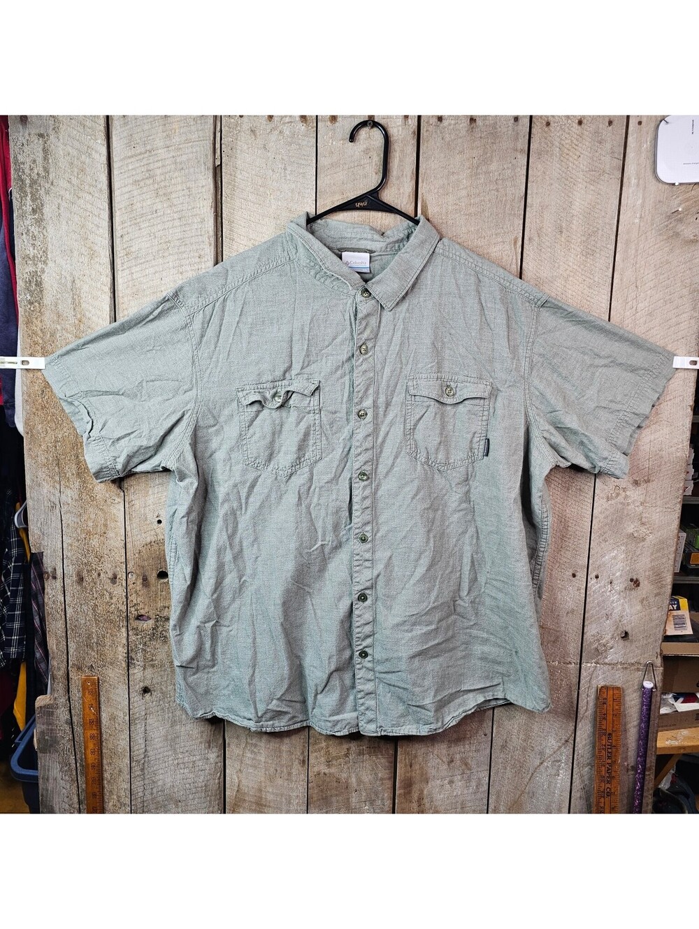 Columbia Sportswear Men's XXL Sage Green Short Sleeve Casual Button Down Shirt